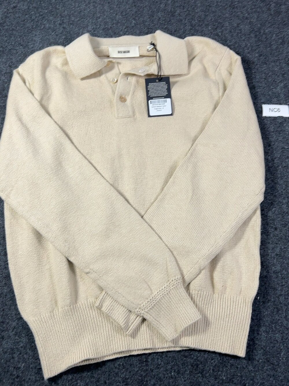 Buck Mason Cement Seafarer Cotton Rugby Polo Sweater Medium NWI Msrp198 [NC6]
